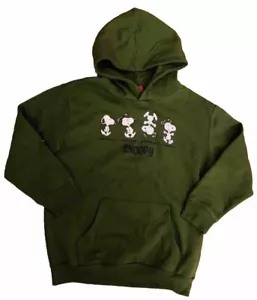 (New) Peanuts Snoopy Boys Hoodie Green Pullover Sweatshirt Size 13/14 - Picture 1 of 2