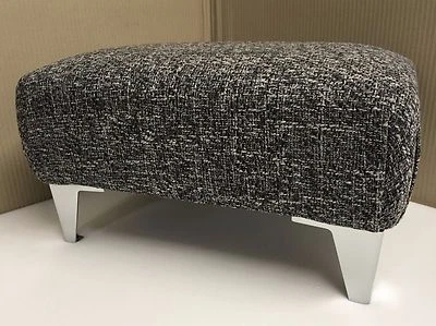 Footstool In A Grey Metal Fabric With Metal Chrome Legs - Image 1 of 3