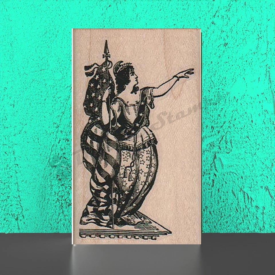 Mounted Rubber Stamp, Grand Old Flag Lady Stamp, US Flag and Lady, Flag Lady - Image 1 of 1