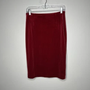 White House Black Market Skirt Womens 4 Red Velvet Pencil Stretch Christmas - Picture 1 of 13