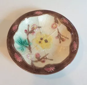 UNUSUAL 19th C. AMERICAN MAJOLICA 7.5" PLATE, EXCELLENT GLAZE & CONDITION - Picture 1 of 9