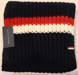 Tommy Hilfiger Men's Chunky Knit Stripes Scarf Navy Combo 72" X 9" New MSRP$60 - Picture 1 of 7