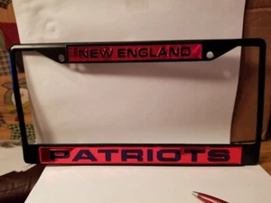NFL New England Patriots Black Laser Cut Chrome License Plate Frame - Picture 1 of 1