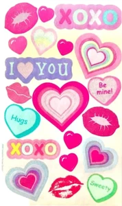 **SELTEN** Maxi Glitzery I LOVE YOU XOXO HEARTS Sandylion Aufkleber ~ 1 Blatt - Bild 1 von 1