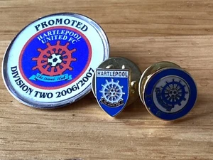 Hartlepool United FC - Collection of 3 football pin badges - collectors items. - Picture 1 of 1