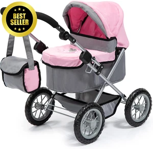 Design Baby Doll Trendy Pram in Grey/Pink - Picture 1 of 12