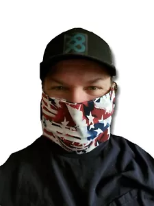 100% Baumwolle Gesichtsmaske gefüttert mit Filternetzfutter. Patriotische Patriotenfahne - Bild 1 von 1
