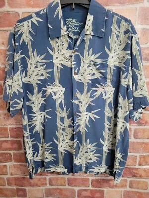 Jamaica Jaxx Hawaiian Shirt Large Silk Blue Button Down Short Sleeve  - Image 1 of 4