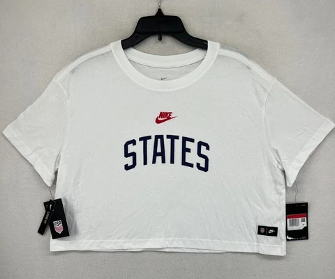 Nike Women's States USA Soccer Cropped T-Shirt - Size L / XL - White - Crop Top Cover