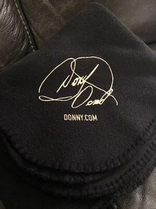 Donny Osmond Fleece Black Throw Blanket Embroidered Gold Autograph Donny.com - Picture 1 of 6