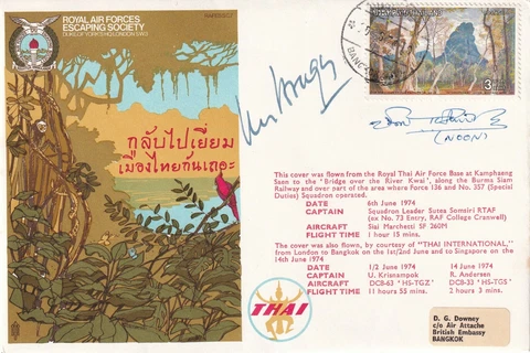 ES7d  Escape Asia Bridge over the River Kwai Signed 2 involved Cover
