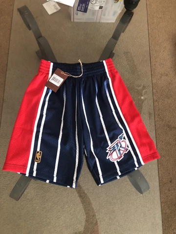 Mitchell & Ness Navy NBA Houston Rockets 1996-97 Swingman Road Shorts Size Small Cover