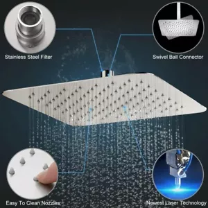 Edelstahl Duschkopf 30cm Luxus Regendusche Rainshower Kopfbrause Quadrat Chrom - Bild 1 von 7