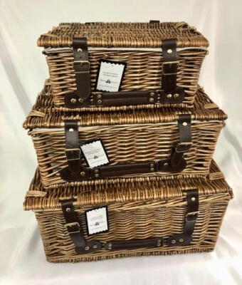 Wicker Picnic Hamper 3 Sizes Willow Christmas Gift Hampers Shop Retail Display - Image 1 of 4