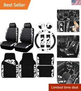 Cow Print Car Accessories Sets Faux Leather Car Seat Covers & Cow Car Mats & ... - Picture 1 of 7