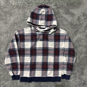 Gap Kids Boys Plaid Center Logo Spellout Hoodie Organic Cotton Size XXL - Picture 1 of 7