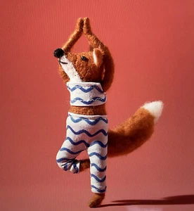 Anthropologie Yoga Fox Ornament Felted Wool 6.5” New - Picture 1 of 10