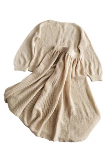 Vintage Dana Hogan Knitted Set Sweater Top & Skirt Tan Size S/M - Picture 1 of 8