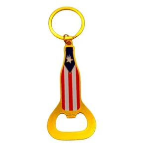 Schlüsselanhänger Flaschenöffner Puerto Rico Flagge rot, weiß & blau goldfarben - Bild 1 von 2