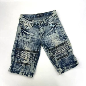 Road Narrow Zip Up Pockets Bleached Denim Bermuda Shorts Boys Size 8 - Picture 1 of 13