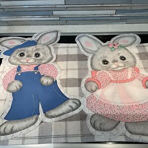 Vintage Cut And Sew Panel Boy Girl Bunny Spring Mills Colorful Easter Stuffed