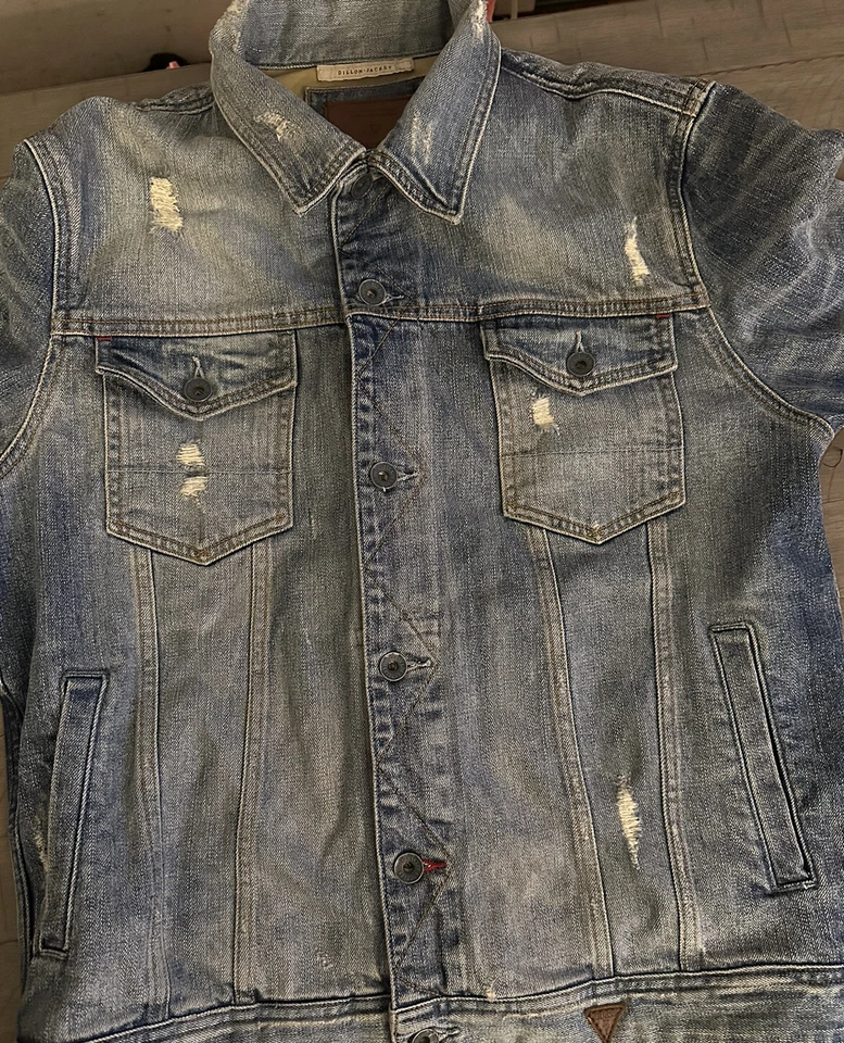 $99 Guess Men's Blue Dillon Studded Denim Jean Jacket Coat Size Large - Image 1 of 4