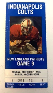 STUB BIGLIETTO VINTAGE INDIANAPOLIS COLTS v NEW ENGLAND PATRIOTS 1985 - RARO! - Foto 1 di 1