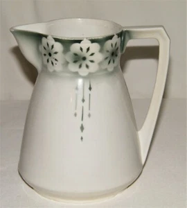 Vintage ART DECO weißer IRONSTONE KRUG GRAU AIRBRUSH Schablonendesign ~ Germany? - Bild 1 von 12