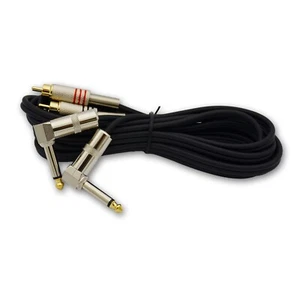 Dual RCA to 2 RIGHT ANGLE 1/4 inch 6.3mm mono TS tip/sleeve 3 m audio cable cord - Picture 1 of 20