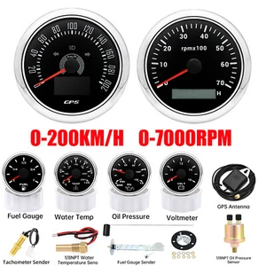 6 Gauge Set 85mm GPS Tacho 0-200KM/H Drehzahlmesser Heizölanzeige für Boot - Bild 1 von 22