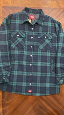 Chaqueta DICKIES para mujer a cuadros con frente a presión chaqueta de gran tamaño verde negra talla mediana Foto 1 de 4