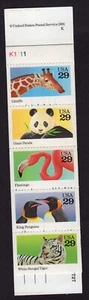 Scott #BK202 (2706-2709a) Wild Animals BOOKLET Pane of 5 Stamps - MNH - Picture 1 of 2