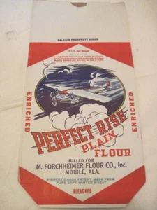 OLD 5 LB. PAPER BAG PERFECT RISE PLAIN FLOUR ADVERTISING LABEL - Picture 1 of 2