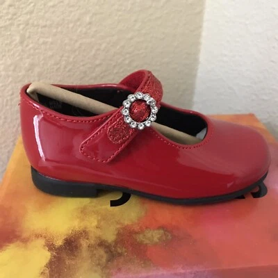 Red Patent Mary Jane Shoes Girls Size 5 Toddler Red Rachel Lil Millie Slip On - Image 1 of 4