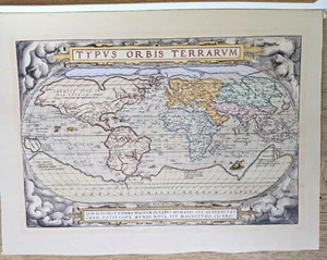 Typus Orbis Terrarum 1570 Ortelius World Map Vintage Print - Picture 1 of 7