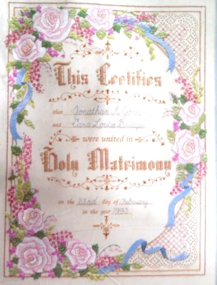 NEW Dimension Sunset Crewel Embroidery Kit "Holy Matrimony" Wedding Record 12x16 - Image 1 of 3