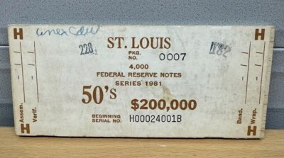 Federal Reserve $50 Wood Currency Banding Board St Louis Series 1981 - Image 1 of 2