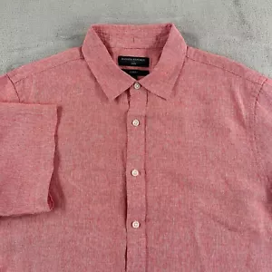 Banana Republic Shirt Men Large Heather Red Linen Slim Fit Beach SS NWOT - Picture 1 of 8