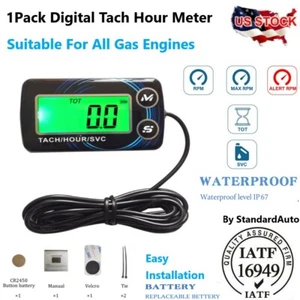 Digital Tachometer Backlit Hour Meter Motorcycle Lawn mower Marine Scooter Boat - Picture 1 of 8