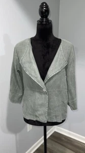 Viola Borghi linen summer jacket size medium made in Italy green one button - Picture 1 of 16