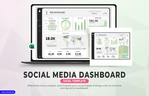 Social Media Dashboard Excel Template | Performance Tracking & Analytics - Picture 1 of 6