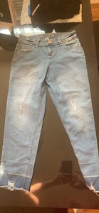 Girls justice Jeans Light Wash With Trendy Tears. Size 10 Slim. New Condition. - Picture 1 of 4