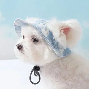 Cotton Material Cat Cowboy Hat Ear Holes Chihuahua Cap Cat Headwear Tiny Pet - Picture 1 of 13