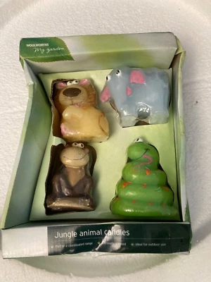 Vintage Woolworths 4 Jungle Animal outside candles Snake Elephant Snake Monkey - Image 1 of 4