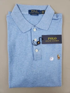 Polo Ralph Lauren Custom Slim Fit Soft Touch Blue Polo Shirt Men's Size Medium - Picture 1 of 10