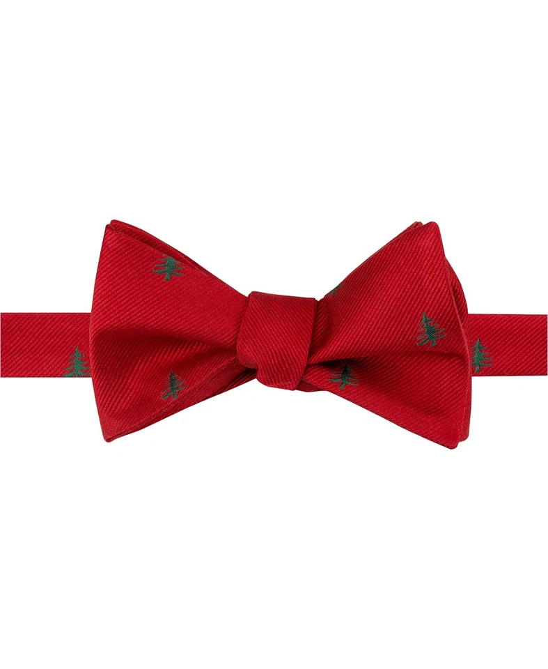 Tommy Hilfiger Mens Red Silk Checkered Business Bow Tie O/s BHFO 5130