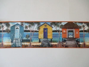 Wallquest Tropical Palm Beach House Pre-Pasted Wallpaper Border 3 Roll Set Lot - Picture 1 of 11