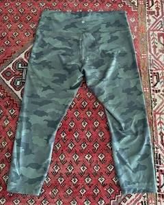 Leggings Lululemon Wunder Under Nulu HR Crop 25" verde mimetico pantaloni alti 16 - Foto 1 di 4