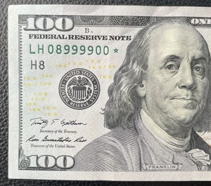 2009 A $100 Bill Star Note ~ LH08999900* ~ Rare Low Serial Number - Picture 1 of 3