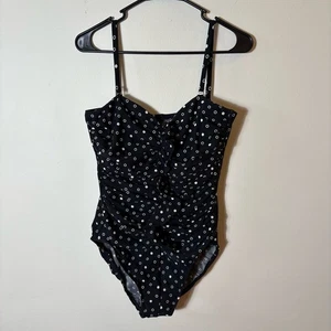 Miraclesuit One‑Piece Swimsuit Size 12 Black with White Dot Accents - Picture 1 of 9